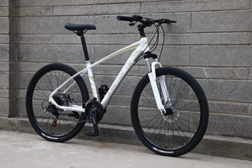 Vélo de montagnes : WYN Aluminium VTT vélo de   Montagne vélo étudiant vélo à Vitesse Variable Double Frein à Disque VTT, 26 Pouces Blanc, 24 Vitesses