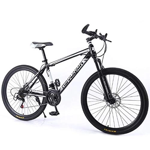Vélo de montagnes : WYN Speed Dual Disc Brake Mountain High Carbon Steel Bicycle, White, 24 * 15(150-165cm)