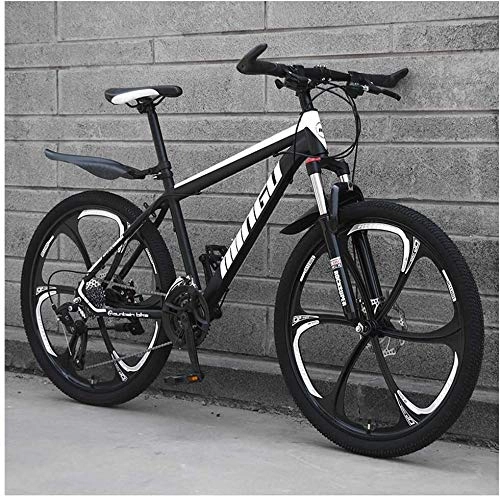 Vélo de montagnes : XinQing-Bicyclette 26 Pouces VTT for Hommes, Haute teneur en Carbone en Acier Hardtail VTT, Vélo de Montagne avec Suspension Avant Siège réglable (Color : 24 Speed, Size : Black 6 Spoke)