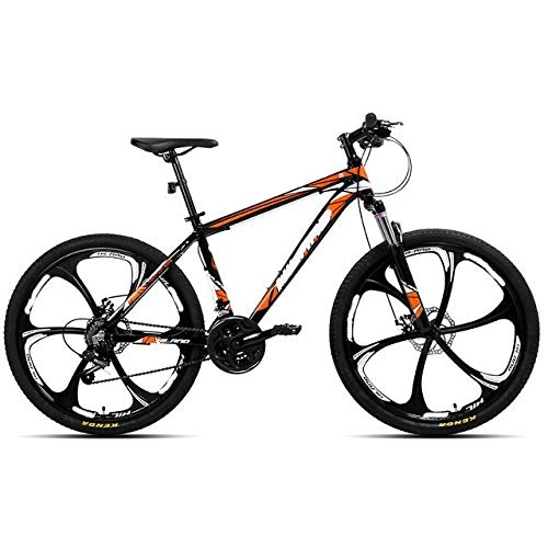 Vélo de montagnes : XXY Entrept 26 Pouces 21 Vitesses en Alliage d'aluminium Suspension vlo Double Frein Disque VTT Vlo (Color : Orange 6 Knife Wheel, Size : 26 inch)