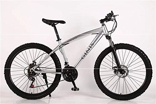 Vélo de montagnes : YeeWrr Electric Bikes for Adults Women 24 / 26 inch Mountain Road Shock-Absorbing Bicycle, 21 / 24 / 27 Speed Adjustment, No Pressure Environmental Protection Travel-Silver_Spoke_Wheel_27_speed-24inch