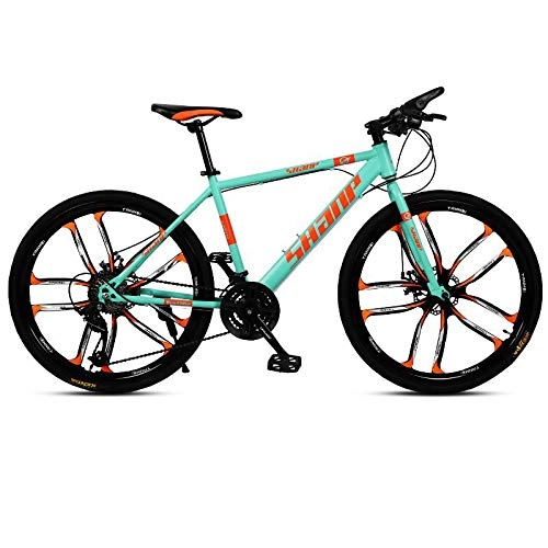 Vélo de montagnes : YWHCLH Vélo VTT 26 / 24 pouces pour homme et femme tout-terrain avec double frein à disque, vélo de vitesse mono-roue (61 cm 30 vitesses, vert)