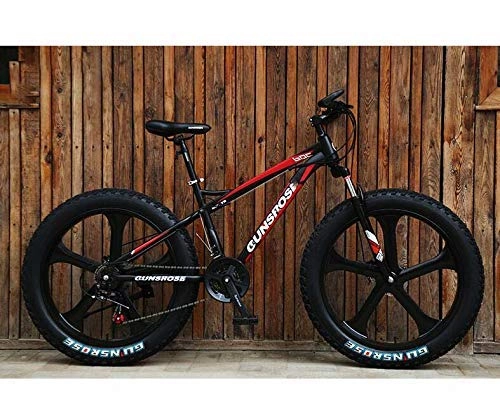 Vélo de montagnes : ZTBXQ Fitness Sports Extérieur Gros Pneu Vélo VTT Vélo pour Hommes et Femmes Hardtail Cadre en Acier à Haute teneur en Carbone Fourche Avant Absorbant Les Chocs Frein à Double Disque 7 Vitesses