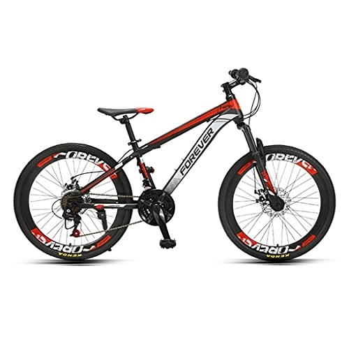 Vélo de montagnes : ZXQZ Vélo de Montagne, Vélos 24 Vitesses pour Adolescents avec Freins À Disque Mécaniques Avant Et Arrière, pour Garçons Et Filles de 140 À 170 Cm (Color : Red)