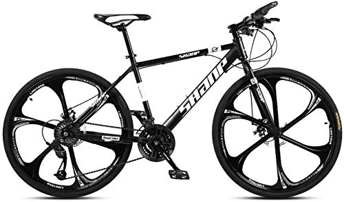 Vélo de montagnes : ZYLE 24 Pouces Mountain Bikes, Double Disque de Frein VTT Hardtail, Hommes Femmes Haute teneur en Carbone en Acier Tout Terrain Alpin Vélos (Color : 21 Speed, Size : Black 6 Spoke)