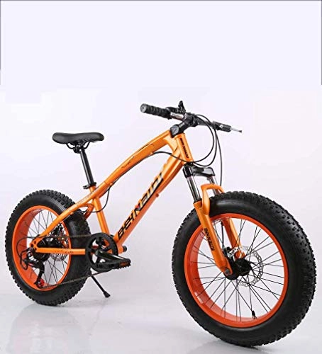 Vélos de montagne Fat Tires : AISHFP Fat Tire Mens Mountain Bike, Double Frein à Disque / Haut-Carbone Cadre en Acier Vélos Cruiser, Plage Motoneige Vélo, 7 Vitesses, C, 24 inches