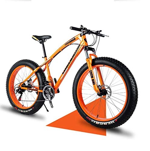 Vélos de montagne Fat Tires : AISHFP Fat Tire Mountain Bike Mens, Vlo de Plage, Double Frein Disque 20 Pouces Cruiser Vlos, 4.0 Roues Larges, Vlo de Neige Adulte, Orange, 21speed