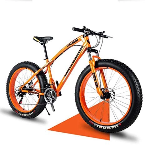 Vélos de montagne Fat Tires : AISHFP Fat Tire Mountain Bike Mens, Vélo de Plage, Double Frein à Disque 20 Pouces Cruiser Vélos, 4.0 Roues Larges, Vélo de Neige Adulte, Orange, 27speed