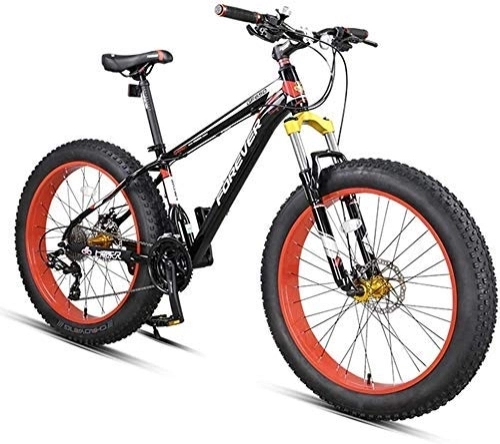 Vélos de montagne Fat Tires : AYHa 27-Speed ​​Fat Tire Mountain Bikes, Adulte 26 pouces tout terrain VTT, Cadre en aluminium Semi-rigide VTT avec double disque de frein, rouge