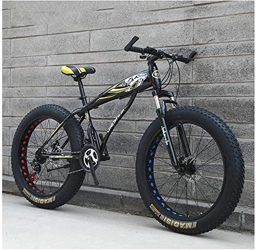Vélos de montagne Fat Tires : AYHa Adulte Mountain Bikes, Garçons Filles Fat Tire Mountain Trail Bike, double frein à disque VTT Semi-rigide, cadre en acier haute teneur en Carbone, Vélo