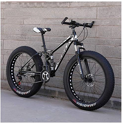 Vélos de montagne Fat Tires : HU Adult Mountain Bikes, Fat Tire Double Frein à Disque Hardtail VTT, Big Wheels vélo en Acier Haute teneur en Carbone (Color : New Black, Size : 26 inch 24 Speed)