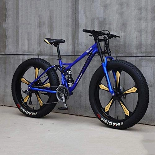 Vélos de montagne Fat Tires : HU Vélo, VTT, 26 Pouces 7 / 21 / 24 / 27 Speed ​​Bike, Hommes Femmes Étudiant à Vitesse Variable vélo, Fat Tire Mens Mountain Bike (Color : Blue, Size : 24 Speed)