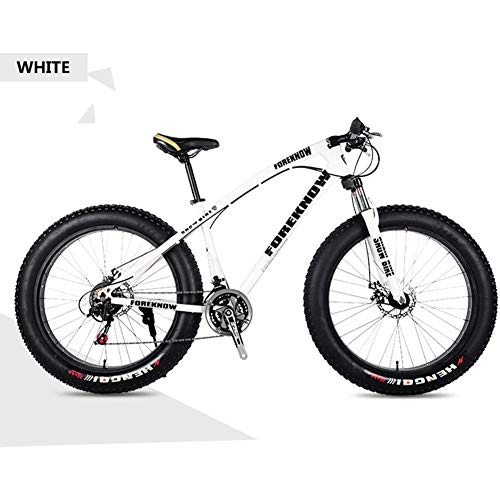 Vélos de montagne Fat Tires : KAMELUN VTT 26'' Vélo de Montagne, Mountain Bike 24 / 26 Pouces VTT Adulte, vélo à Queue Dure avec siège réglable, Cadre en Acier au Carbone épaissi, Blanc, 21speed