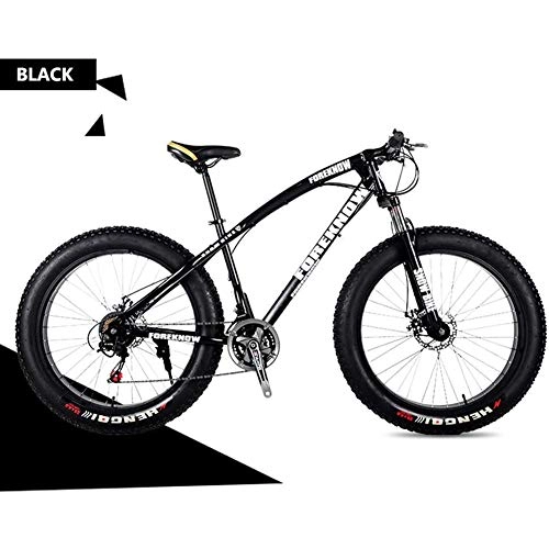 Vélos de montagne Fat Tires : KAMELUN VTT 26'' Vélo de Montagne, Mountain Bike 24 / 26 Pouces VTT Adulte, vélo à Queue Dure avec siège réglable, Cadre en Acier au Carbone épaissi, Noir, 7speed