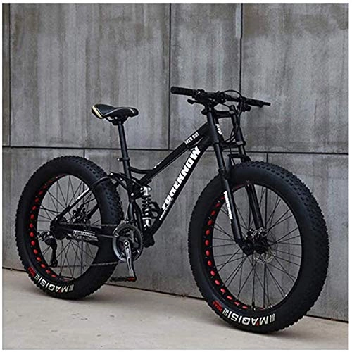Vélos de montagne Fat Tires : LBYLYH Montagne Tricycle pour Adultes, VTT Fat Tire Hommes, 26 Pouces / Châssis en Acier Haute Résistance, 21 / 24 / 27 Vitesses, Noir, 27 Vitesses