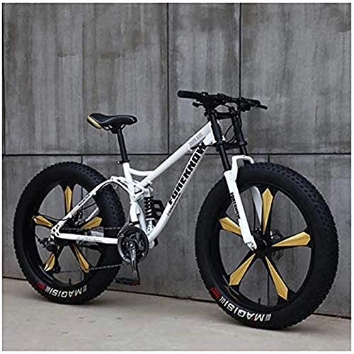 Vélos de montagne Fat Tires : MOME 24SpeedRoad Vélo VTT 26 pouces avec freins à disque, cadre en fibre de carbone, système de suspension double, vélo de course 3 langues Blanc
