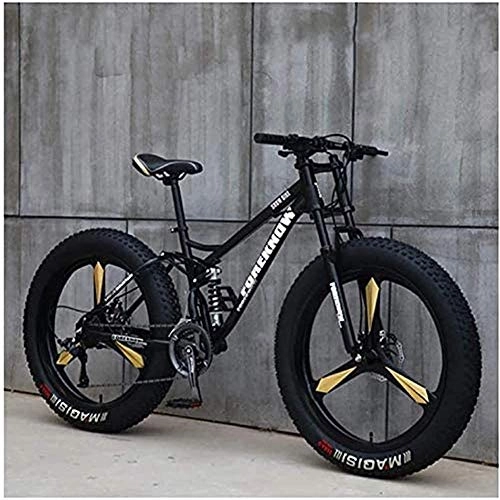 Vélos de montagne Fat Tires : MOME Vélo de montagne 7SpeedRoad Fat Tire de 26 pouces avec freins à disque, cadre en acier au carbone, double système de suspension, vélo de course pour homme et femme