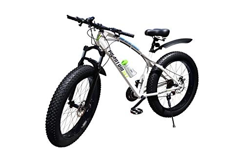 Vélos de montagne Fat Tires : Phantom Set Vélo Fat Bike, Blanc, 26 '', 3x7, Fourchette réglable, Échangeurs Shimano