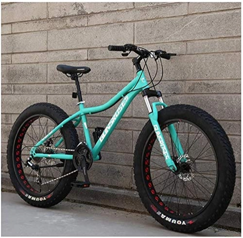 Vélos de montagne Fat Tires : QXX 26 Pouces Mountain Bikes, Haute teneur en Carbone en Acier Hardtail Mountain Bike, Fat Tire Tout Terrain VTT, vélos Anti-Slip Hommes Femmes (Color : Blue, Size : 24 Speed)