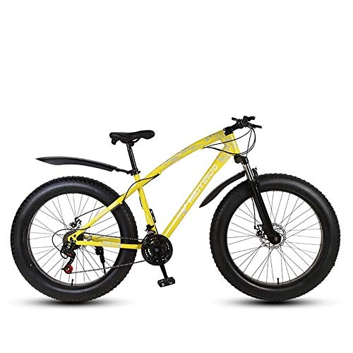 Vélos de montagne Fat Tires : QYL 26 * 17 Inchs Fat Bike Hors Route Plage Vélo De Neige 27 Vitesses Vélo De Montagne 4.0 De Large Pneu Adulte Équitation en Plein Air, Yellow 1