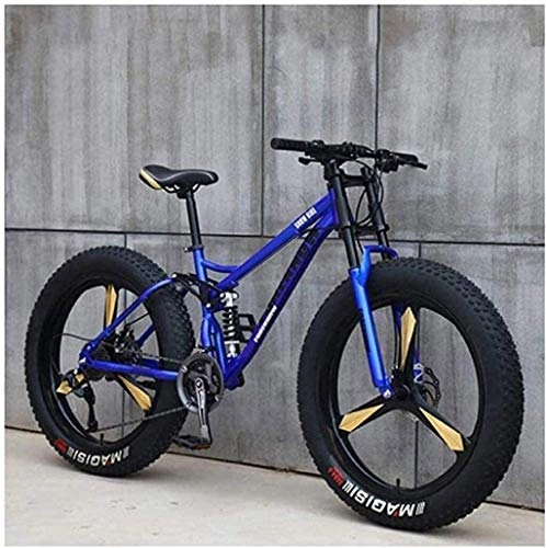 Vélos de montagne Fat Tires : QZ Mountain Bikes, 4.0 Fat Tire Hardtail Mountain Bike, Suspension Double Cadre et Fourche Suspension Tout Terrain VTT (Color : Blue, Size : 27 Speed)