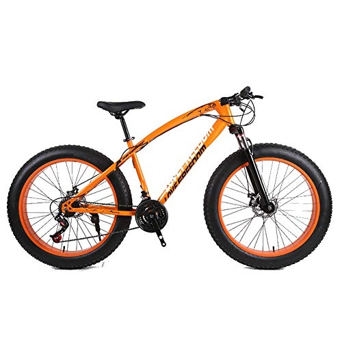 Vélos de montagne Fat Tires : WSZGR Frein à Double Disque Fat Tire Bike, Vélo De Montagne pour Adolescents Adultes Hommes Femmes, 26 Pouces Vélo VTT Bike Orange 26" 27-Vitesse