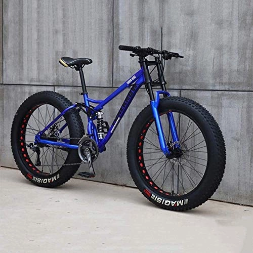 Vélos de montagne Fat Tires : XinQing-Bicyclette VTT, 26 Pouces 7 / 21 / 24 / 27 Vitesse vélo, Hommes Femmes Étudiant à Vitesse Variable vélo, Fat Tire Mens Mountain Bike (Color : Blue, Size : 21 Speed)