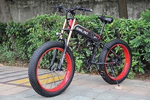 Vélos de montagne Fat Tires : XXCY X26 1000w Vélo Hybride électrique 26 Pouces Fat Bike 48V 12.8ah Motoneige Pliant Ebike (S11 Red)