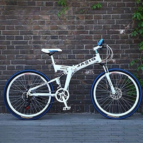 Vélos de montagne pliant : 26 pouces double frein à disque Vélos pliants, Suspension Avant Anti-Slip, VTT variable hors route vitesse de course de vélo for hommes et femmes, (Color : A)