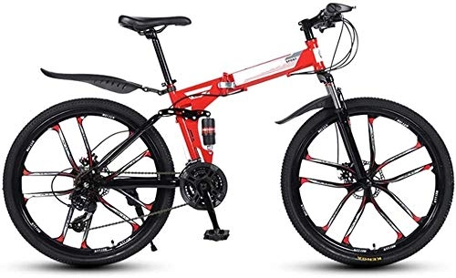 Vélos de montagne pliant : 26 Pouces Pliant Mountain Bikes, 10 Molettes Haute teneur en Carbone Cadre en Acier Variable Absorption Vitesse Double Choc, Tout-Terrain Adulte Rapide Pliable Bicyclette, Hommes Femmes Usage gnral