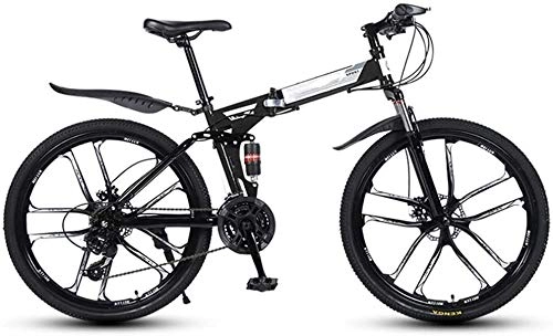 Vélos de montagne pliant : 26 Pouces Pliant Mountain Bikes, 10 Molettes Haute teneur en Carbone Cadre en Acier Variable Absorption Vitesse Double Choc, Tout-Terrain Adulte Rapide Pliable Bicyclette, Hommes Femmes Usage général