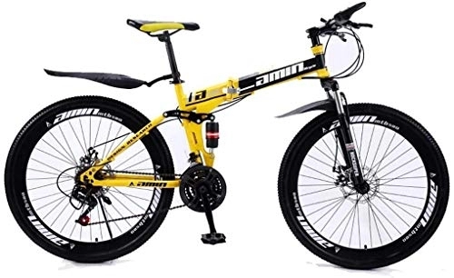 Vélos de montagne pliant : 26En 21 vitesses VTT, vélo double frein à disque pliant, Suspension Avant Anti-Slip, cadre léger, fourche à suspension, (Color : Y 1)