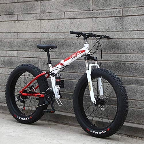 Vélos de montagne pliant : Adulte Mountain Bikes, tout-terrain Vélo de route 20inch Fat Tire Hardtail hommes VTT, suspension double cadre et fourche à suspension (Color : Red)