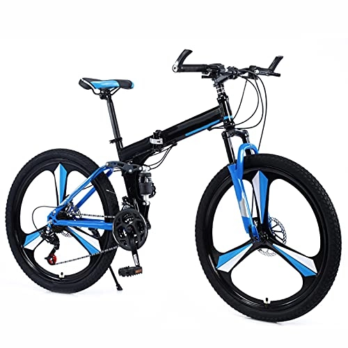 Vélos de montagne pliant : Bewinch Vélo Pliant 24 / 27 Vitesse De Montagne Vélo De 26 Pouces 3-ASSOLE MTB Dual Suspension Vélo Adulte Étudiant Extérieur Sport Vélo, Bleu, 24 Speed