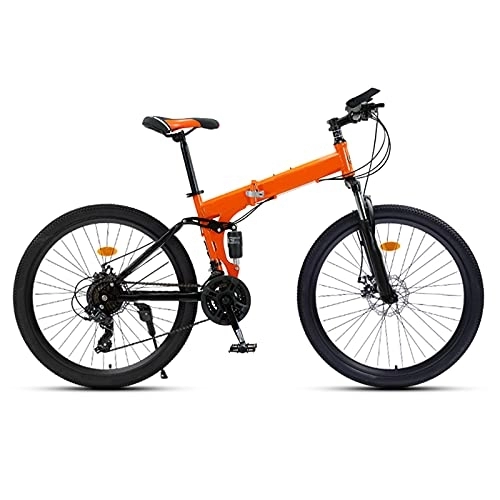 Vélos de montagne pliant : Bewinch Vélo Pliant 24 / 27 Vitesse Vélo Vélo 26 Pouces Roues MTB Double Suspension Bicyclette Adulte Étudiant Extérieur Sport Vélo, Orange, 24 Speed