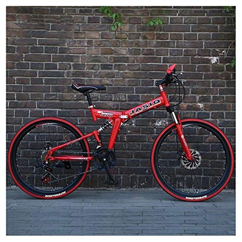 Vélos de montagne pliant : Chenbz Sports de Plein air VTT 27 Vitesses 26 Pouces Roues à Rayons Double Suspension vélo Pliant avec Double Disque de Frein (Color : Red)
