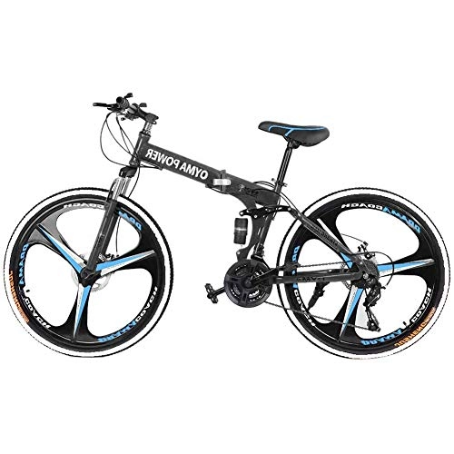 Vélos de montagne pliant : DNNAL Vélo de Montagne, Suspension avec 26 Pouces Roues, de Haute qualité Cadre VTT vélo avec Freins pour Hommes / Femmes, Bleu