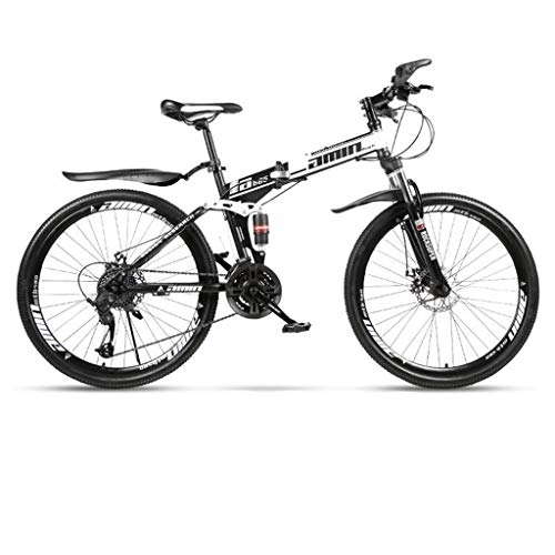 Vélos de montagne pliant : Dsrgwe VTT, 26inch VTT, Vélos pliants hardtails, Cadre en Acier au Carbone, Double Frein à Disque et Suspension complète (Color : White, Size : 27 Speed)