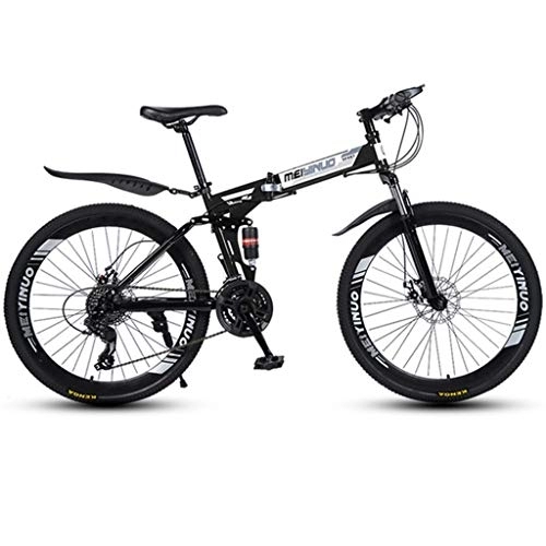 Vélos de montagne pliant : Dsrgwe VTT, Pliant VTT, Plein Suspension Vélos VTT, Suspension Double et Double Frein à Disque, 26 Pouces Roues Spoke (Color : Black, Size : 24-Speed)