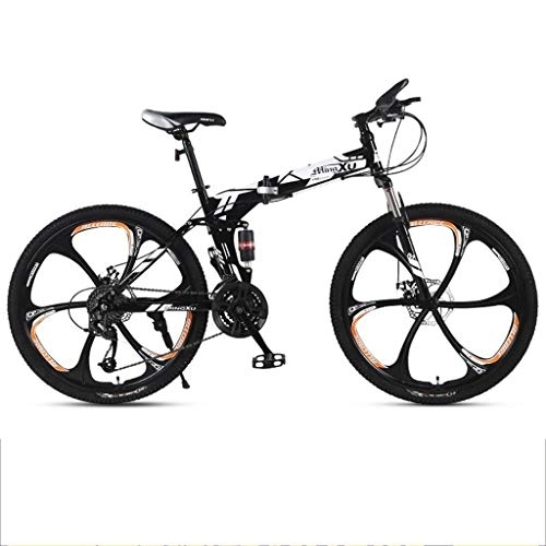 Vélos de montagne pliant : Dsrgwe VTT, VTT, Vélos de Montagne Pliant, Double Suspension et Double Disque de Frein, 26inch Roues en Alliage (Color : White, Size : 21-Speed)