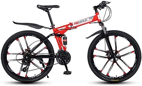 Vélos de montagne pliant : En aluminium léger Route Bicyle VTT for adultes, Cadre à suspension, fourche à suspension, frein à disque,