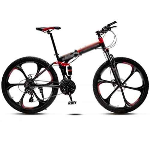 Vélos de montagne pliant : Folding Mountain Bike hommes et femmes, 24" 24 vitesses à vitesse variable VTT, amortissant les chocs Double Six couteau Roues étudiants VTT Course, Route / Plat au sol / travail Vélos Universal, 8 se