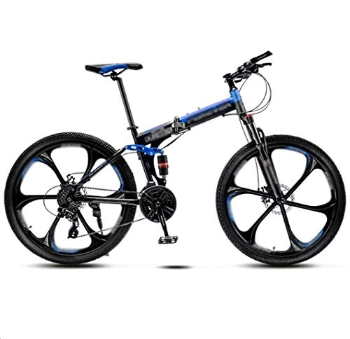 Vélos de montagne pliant : Folding Mountain Bike hommes et femmes, 24 pouces 21 vitesses à vitesse variable VTT, double-amortisseur de chocs 6 couteau Roues VTT Course étudiants, Route / Plat au sol / travail Vélos Universal, 8