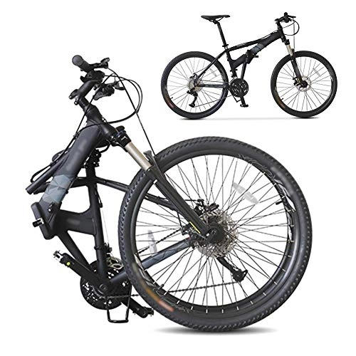 Vélos de montagne pliant : Hors Route VTT 26 Pouces vlo Pliant Absorbant Les Chocs, mle et Femelle Adulte Lady vlo, vlo Pliable Banlieue - 27 Vitesses - Double Vitesse Frein Disque (Color : Black)