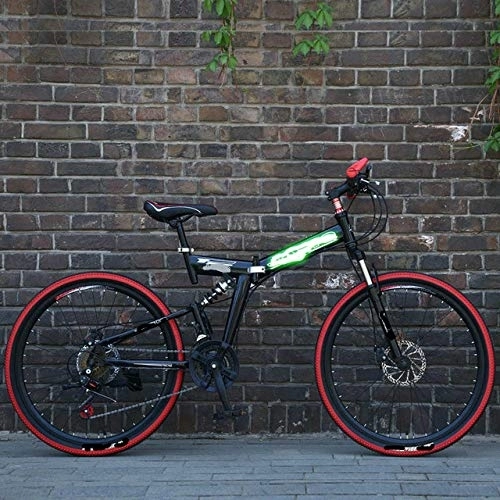 Vélos de montagne pliant : Liutao Vélo de montagne pliable 26 pouces 21 vitesses Double frein à disque Vélo de montagne pliable Convient aux adultes 26" F Noir et rouge