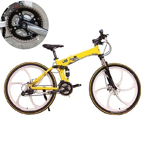 Vélos de montagne pliant : NXX 20 Pouces Repliable Vélo de Montagne Frein à Double Disque Vélo, Cadre en Acier À Haute Teneur en Carbone, 7 Speed, Homme Femme But Général, Jaune