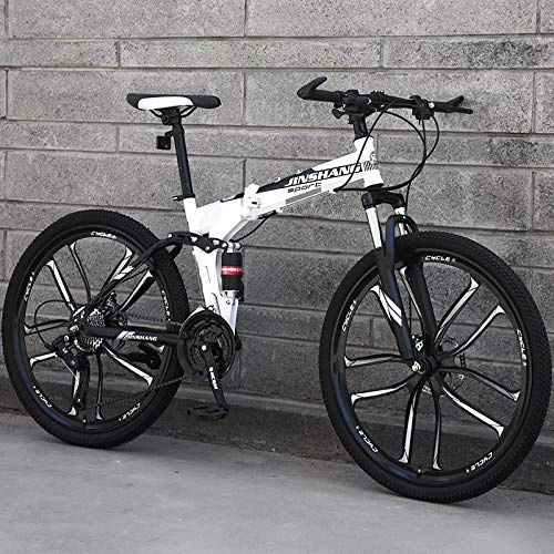 Vélos de montagne pliant : PengYuCheng Mountain Bike, City Bike, Men and Women Bicycle, 21-Speed Steel Frame 27.5-inch 3-Spoke Wheel, Double Suspension Folding Bike q19