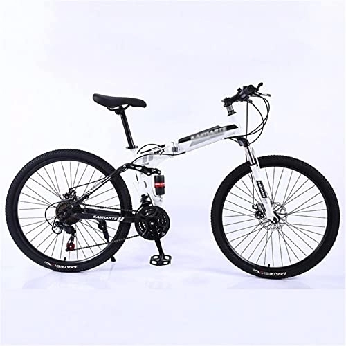 Vélos de montagne pliant : QCLU Vélo de Montagne Pliante 24 / 26 Pouces Mini Pliant légère vélo Adulte Bicyclette Petit vélo portatif, Trekking vélo Homme vélo vélo, 21 Vitesses (Color : White, Taille : 26 inch)