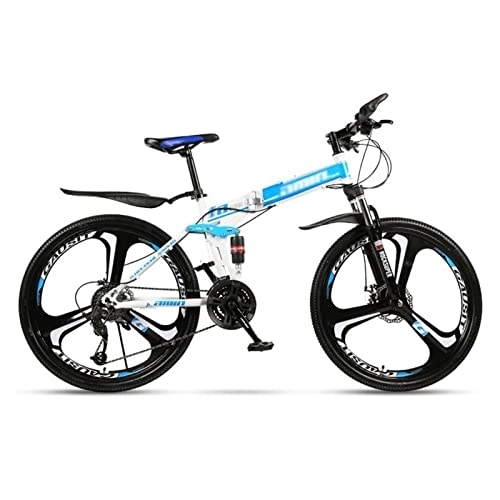 Vélos de montagne pliant : QCLU Vélo de vélo de Montagne Pliable Fitness en Plein air Vélo à vélo de Loisirs 24 / 26 Pouces 3 Coupe-Cutter, for Homme Femmes Filles garçons (Color : Blue-B, Taille : 24 inch- 27 Speed)