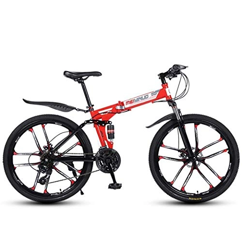 Vélos de montagne pliant : QGL-HQ 26 Pouces 27Speed ​​VTT for Adultes, en Aluminium léger Suspension Avant Cadre, Fourche à Suspension, Frein à Disque Sports de Plein air Mountain Bike (Color : Red, Size : C)